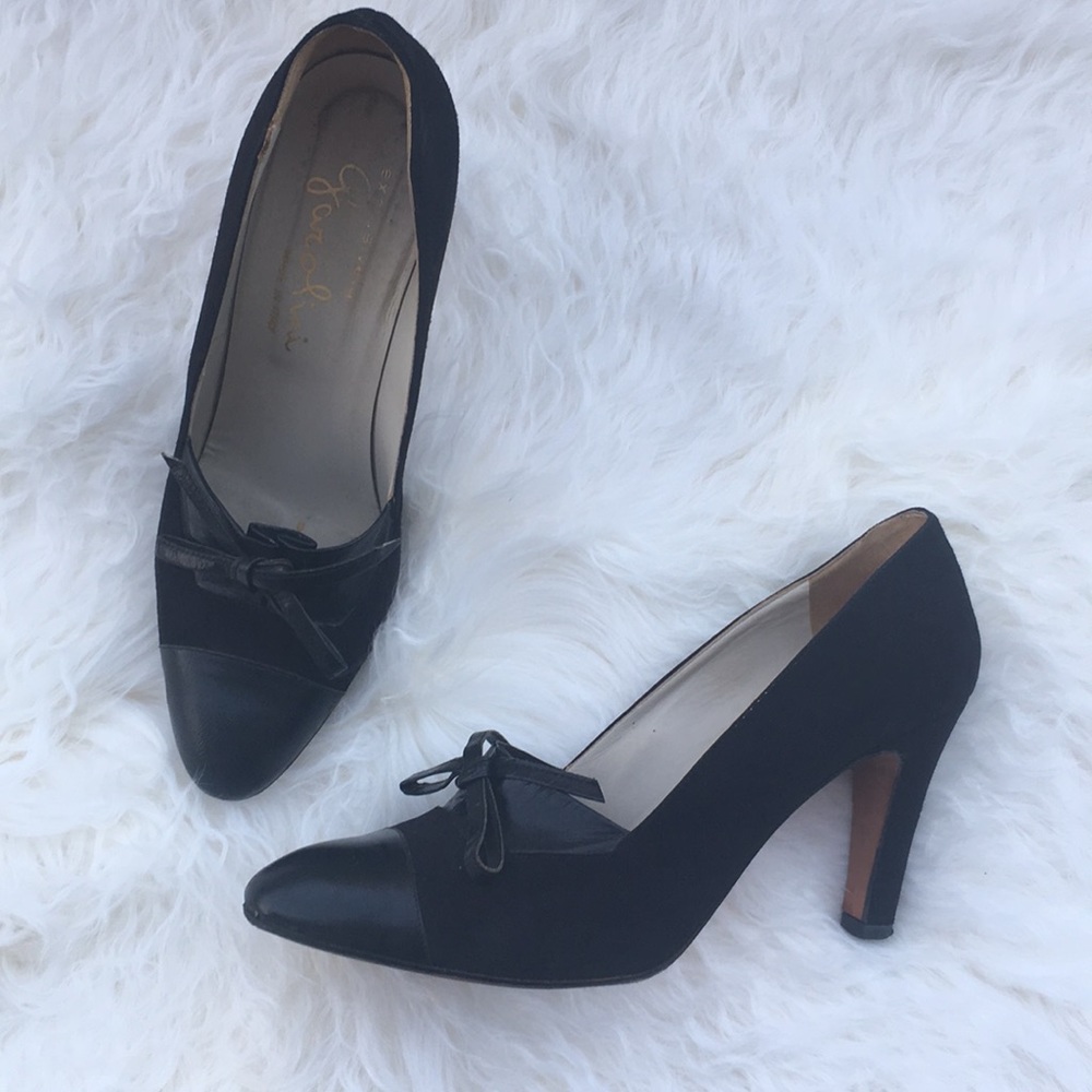 Vintage suede and leather heels - Picture 1 of 15